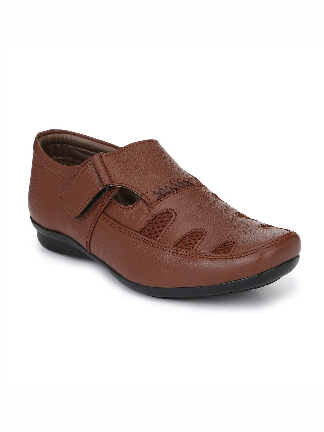 

John Karsun Men Brown Solid Leather Shoe-Style Sandals