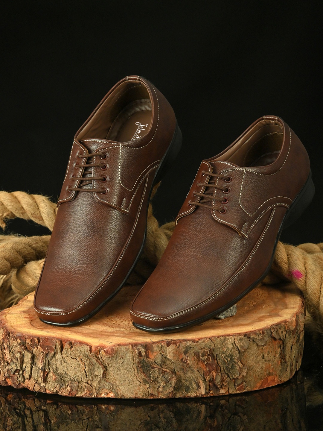 

John Karsun Men Brown Formal Derbys