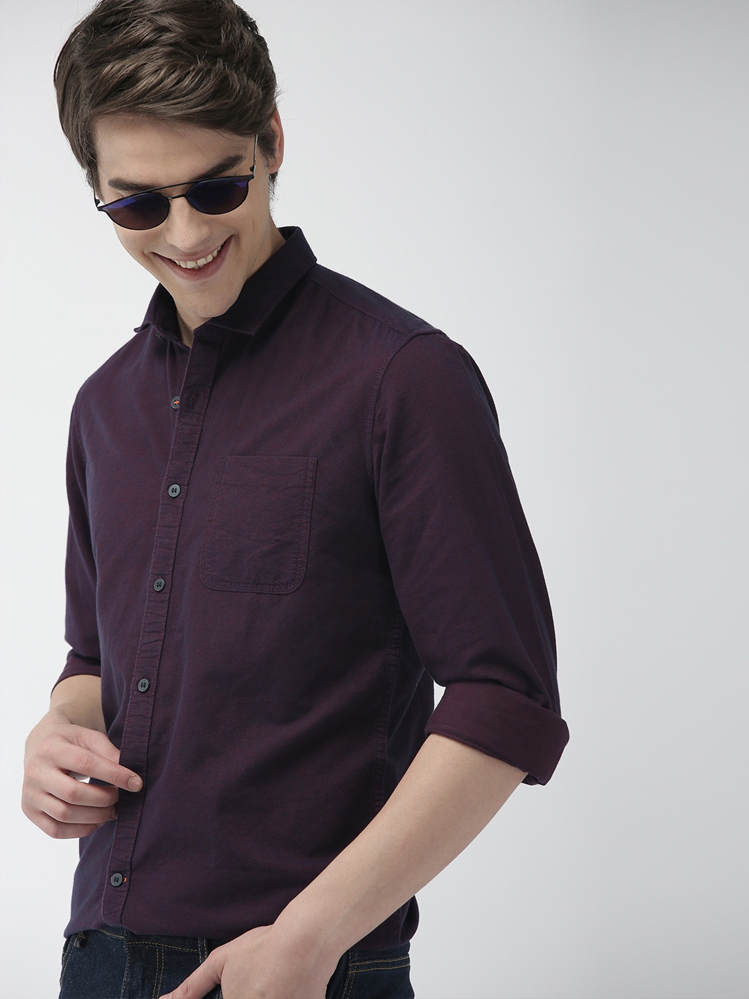 

Mast & Harbour Men Purple Slim Fit Solid Casual Shirt
