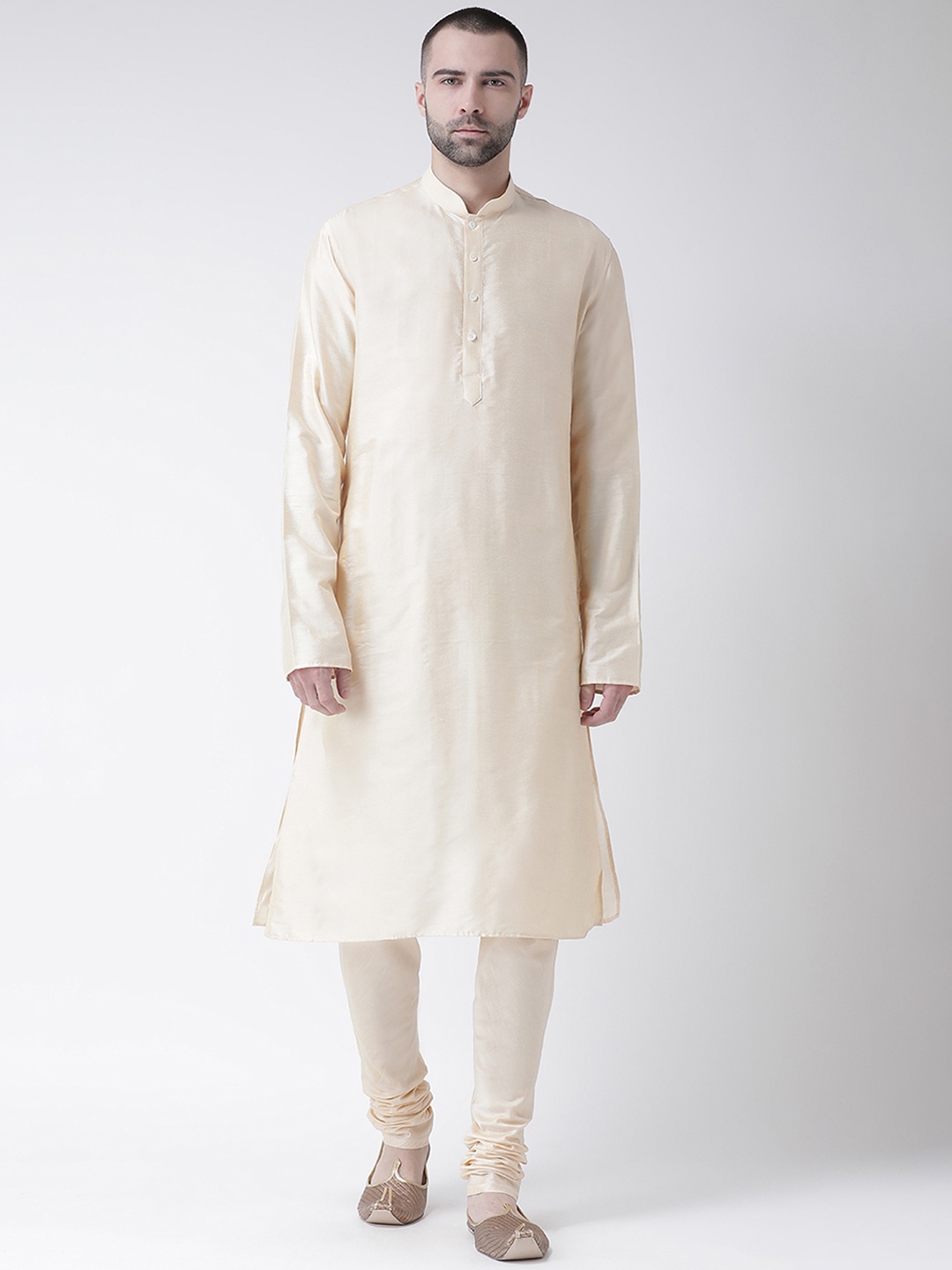 

KISAH Men Cream-Coloured Solid Straight Kurta