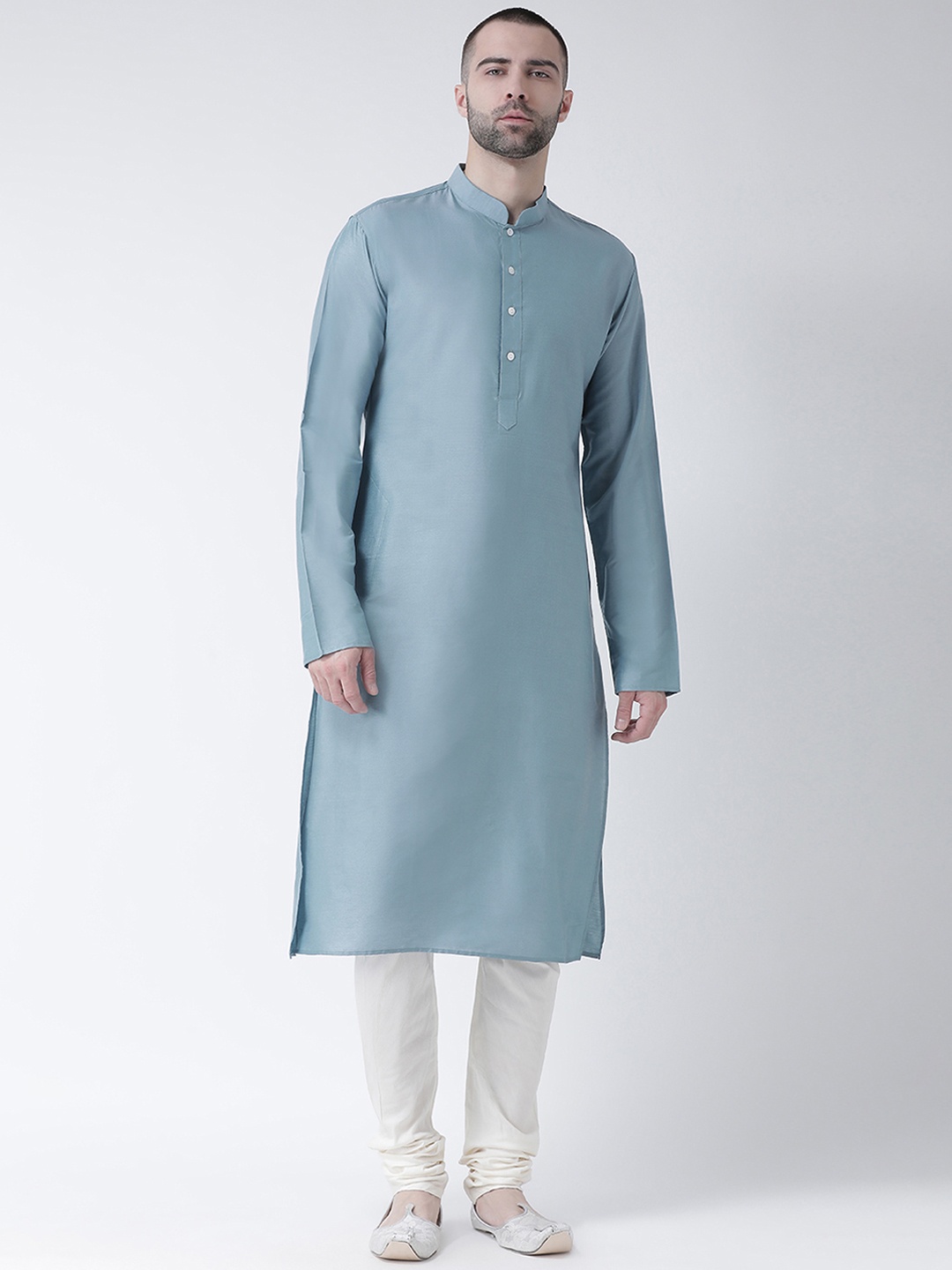 

KISAH Men Blue Solid Straight Kurta