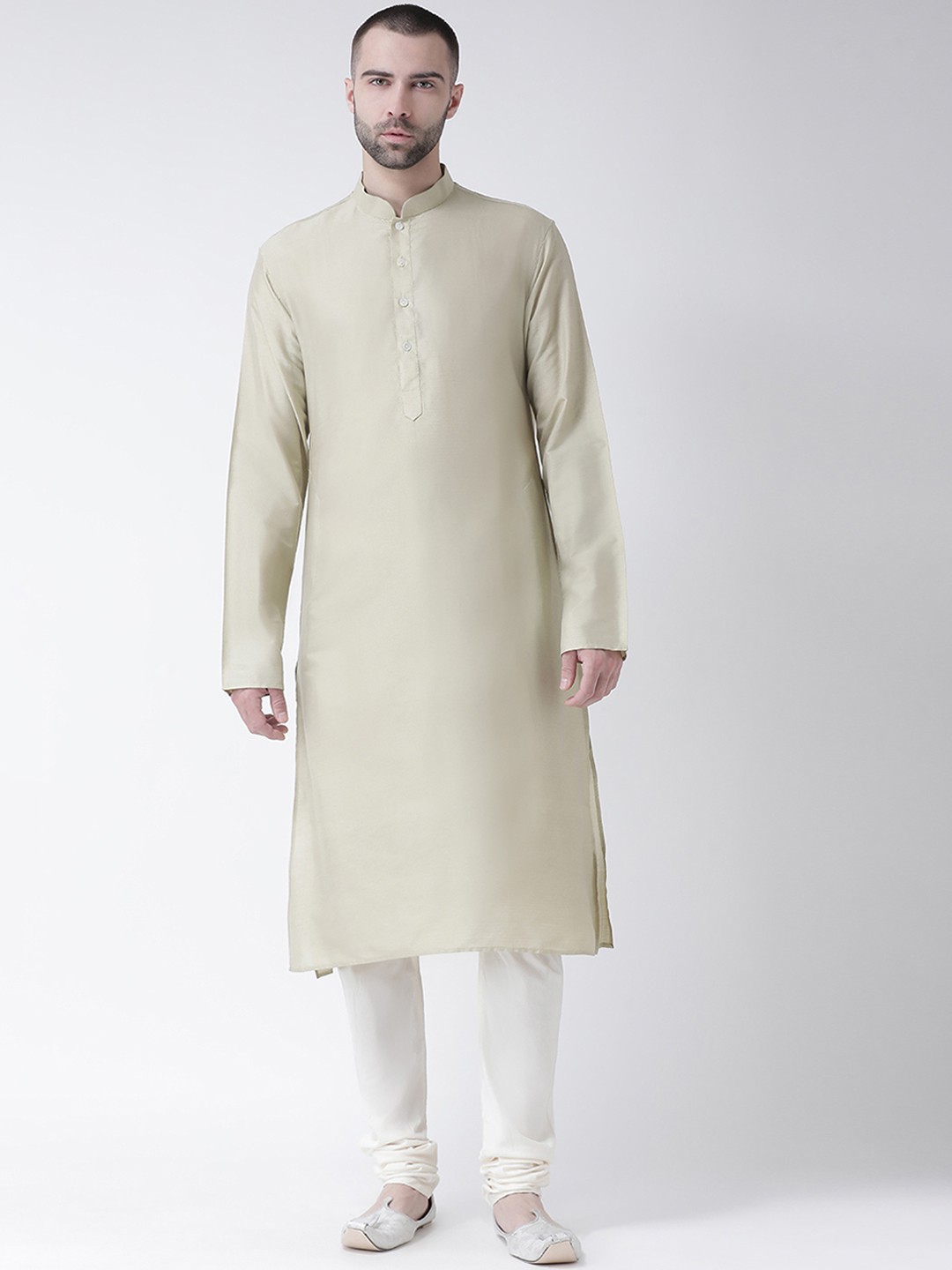 

KISAH Men Cream-Coloured Solid Straight Kurta