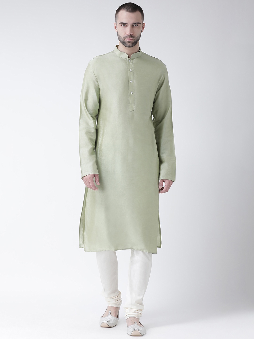 

KISAH Men Green Solid Straight Kurta