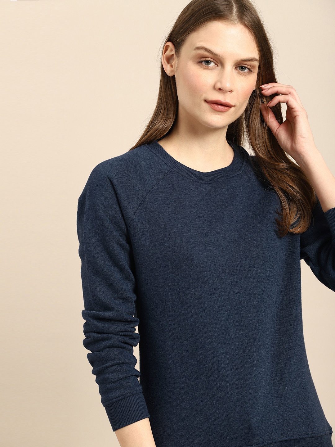 

ether Women Blue Solid Sweatshirt