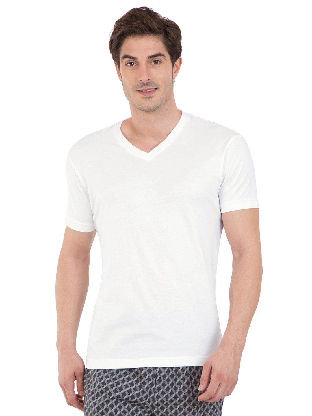 

Jockey Men White Solid V-Neck Lounge T-shirt 2726-0105