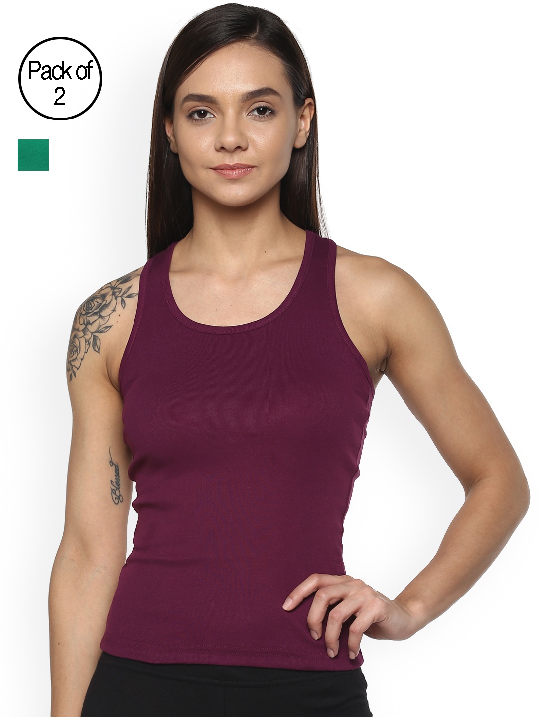 

Leading Lady Women Pack of 2 Camisoles m-SARA-2, Purple