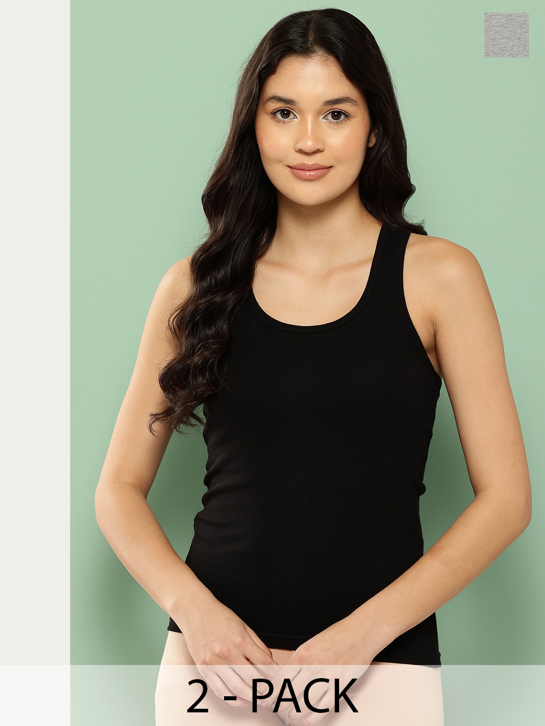 

Leading Lady Women Pack of 2 Camisoles m-SARA-2, Black