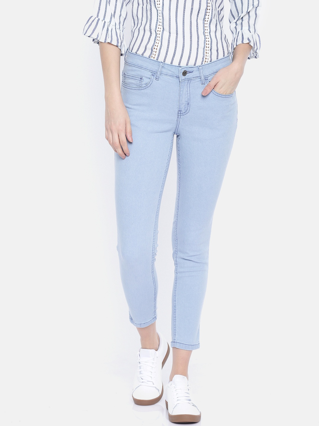 

People Women Blue Slim Fit Mid-Rise Clean Look Stretchable Jeans