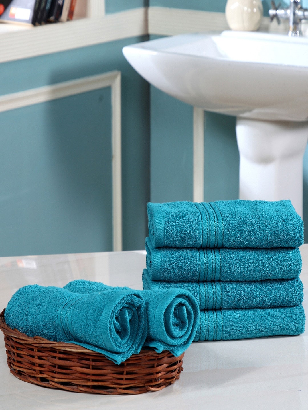 

Avira Home Set Of 6 Hand Towels, Blue