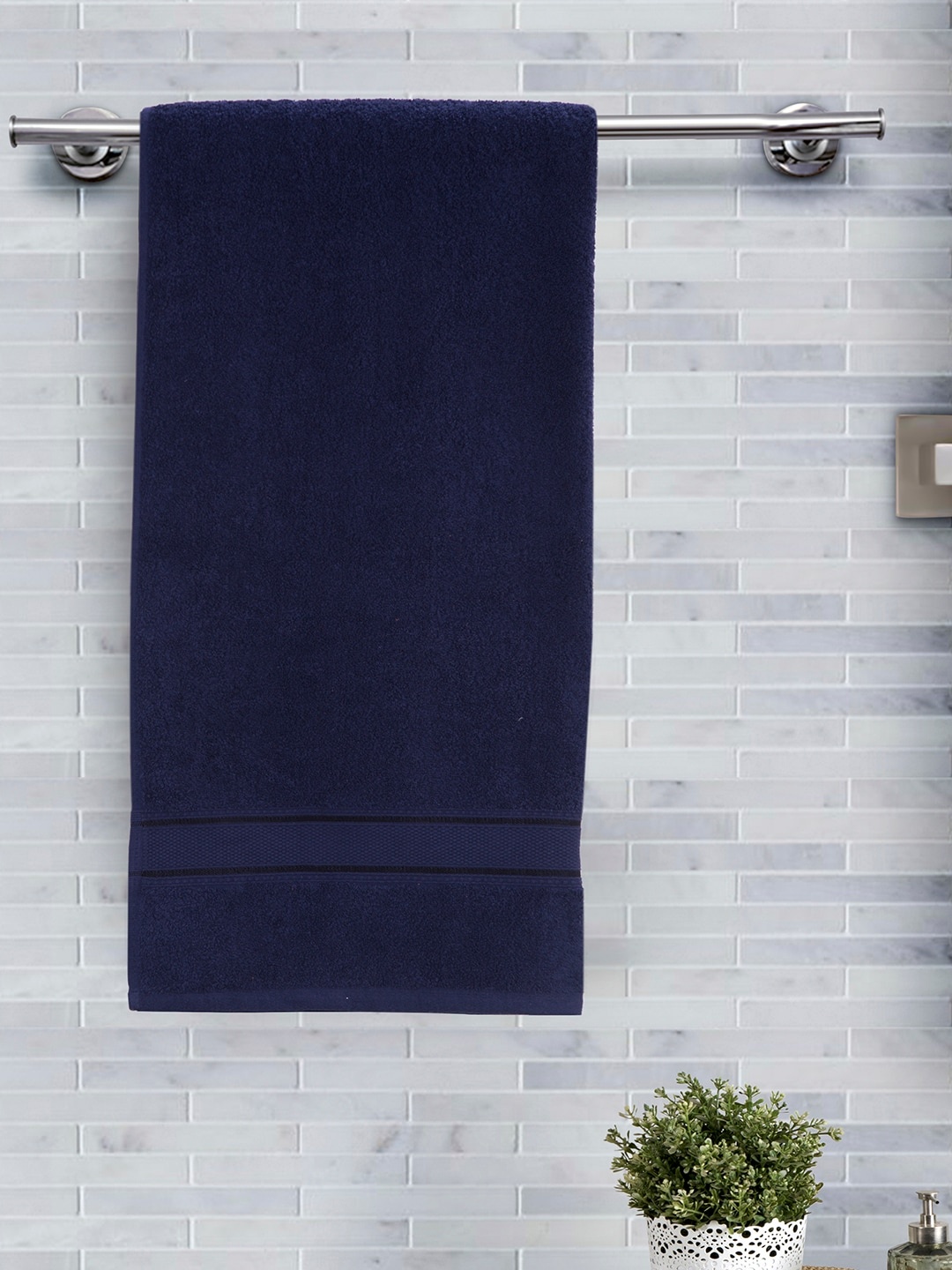 

In-House by maspar Blue Solid 500 GSM Cotton Bath Towel