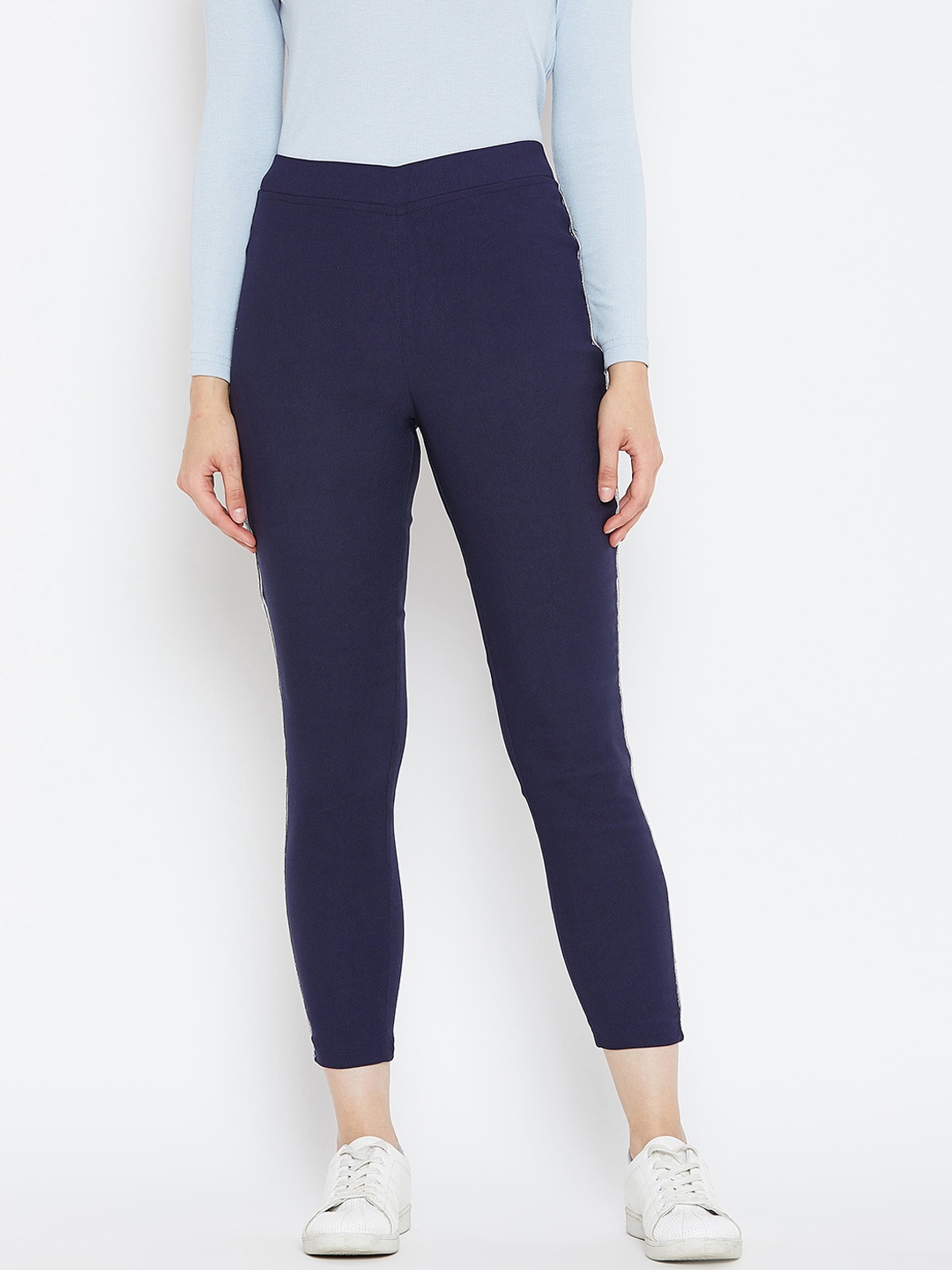 

Bitterlime Women Navy Blue Solid Treggings