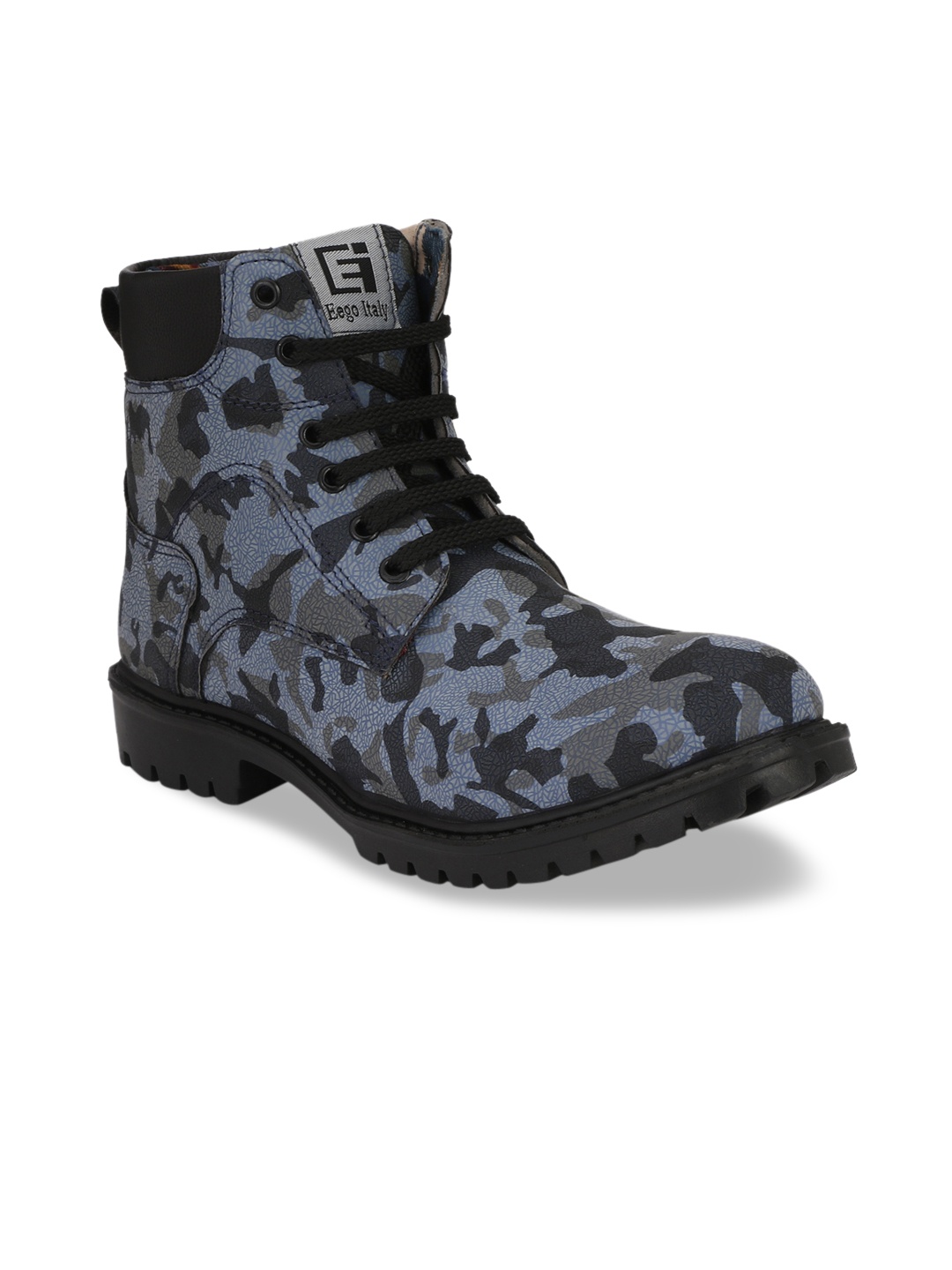 

Eego Italy Men Blue Printed Synthetic High-Top Flat Boots