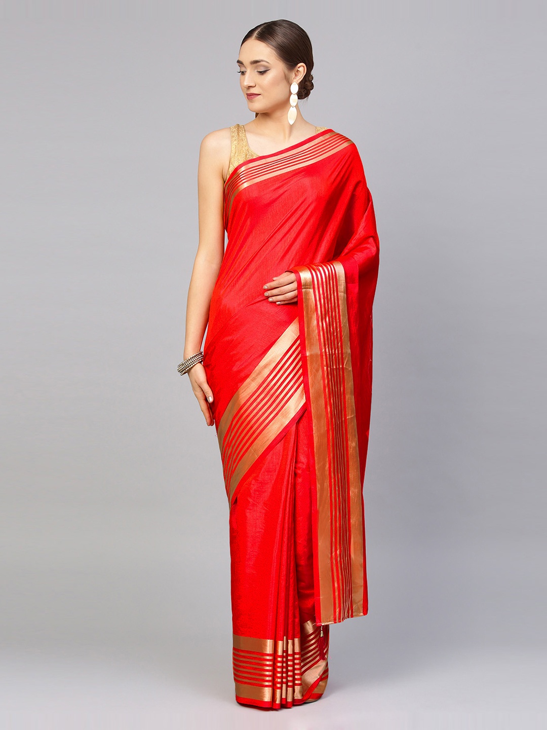

Chhabra 555 Maroon Solid Art Silk Saree