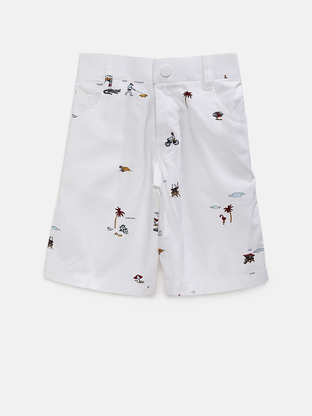 

RIKIDOOS Boys White Printed Regular Fit Regular Shorts