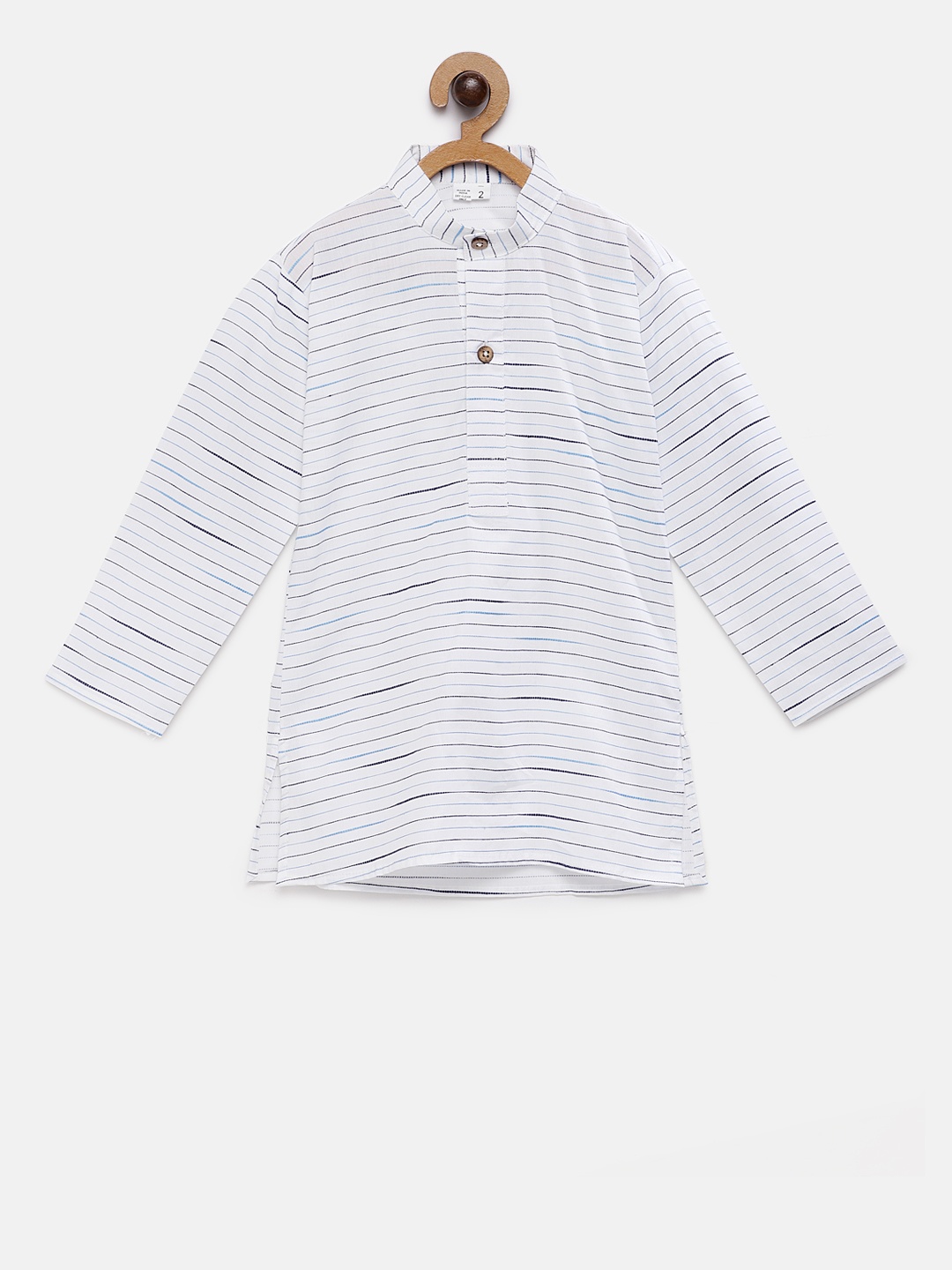 

RIKIDOOS Boys White Striped Straight Kurta