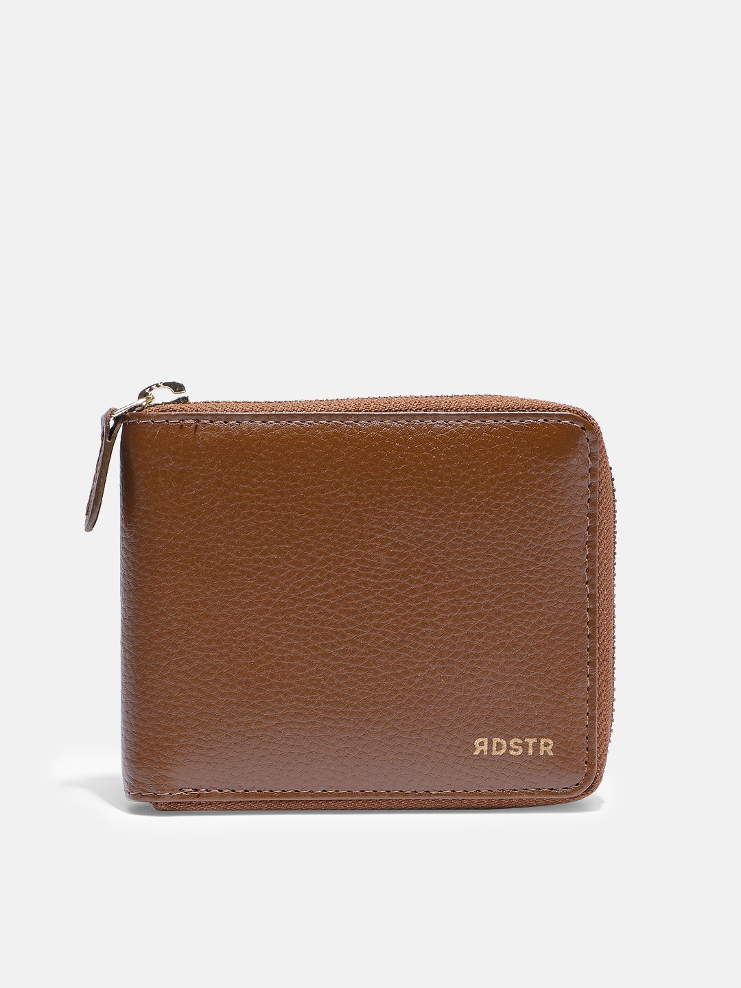 

The Roadster Lifestyle Co Men Brown Leather Solid Zip Around Wallet