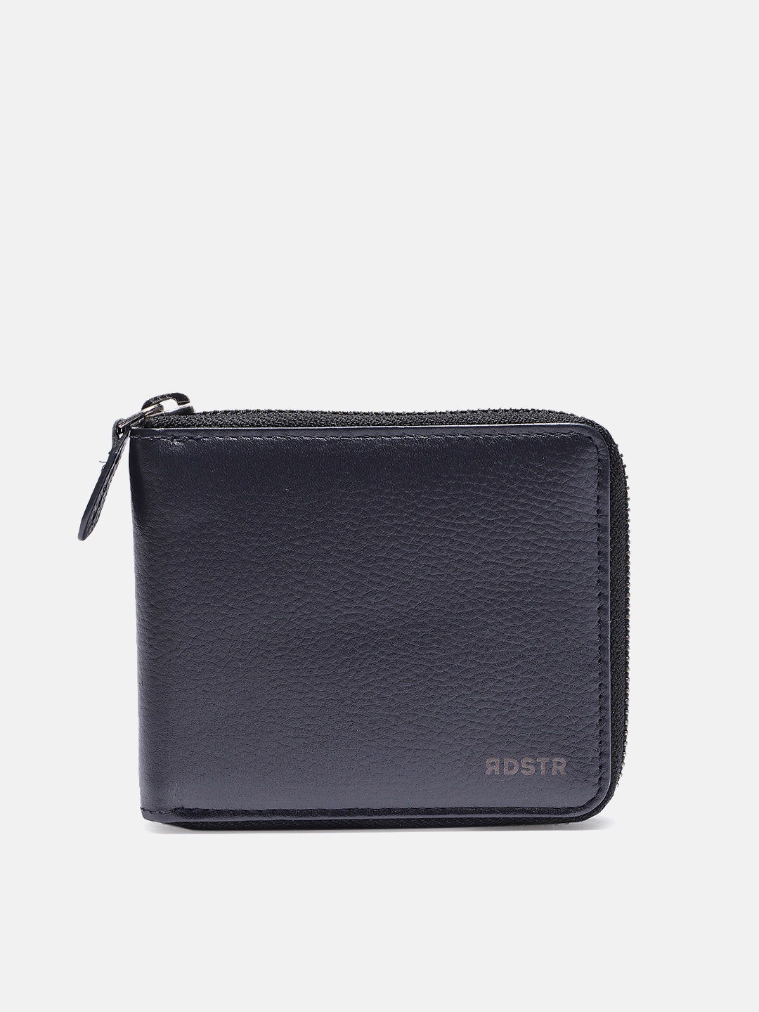 

The Roadster Lifestyle Co Men Navy Blue Solid Leather Zip Around Wallet