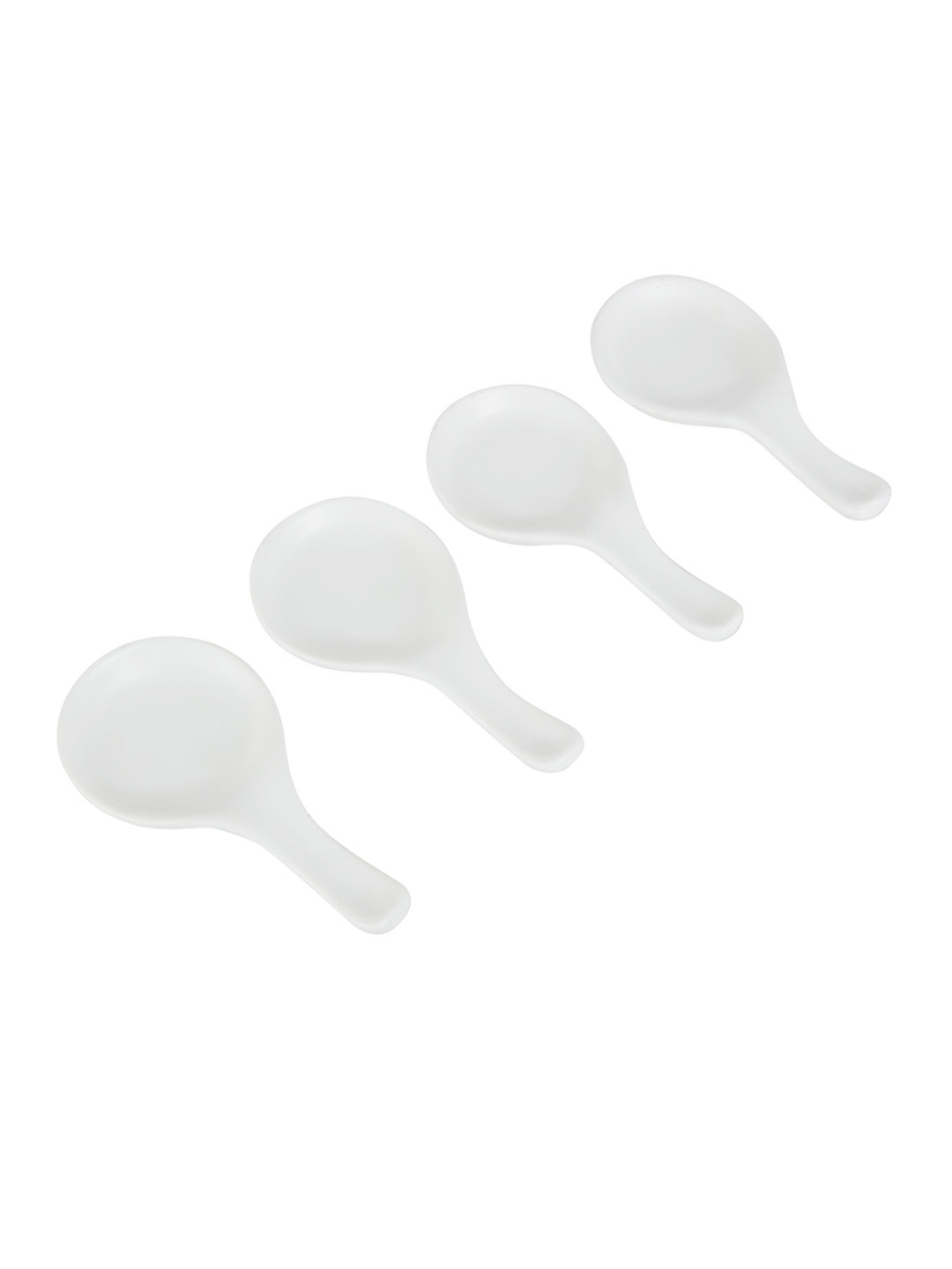 HomeTown Set of 4 White Solid Ceramic Spoon Dip Set