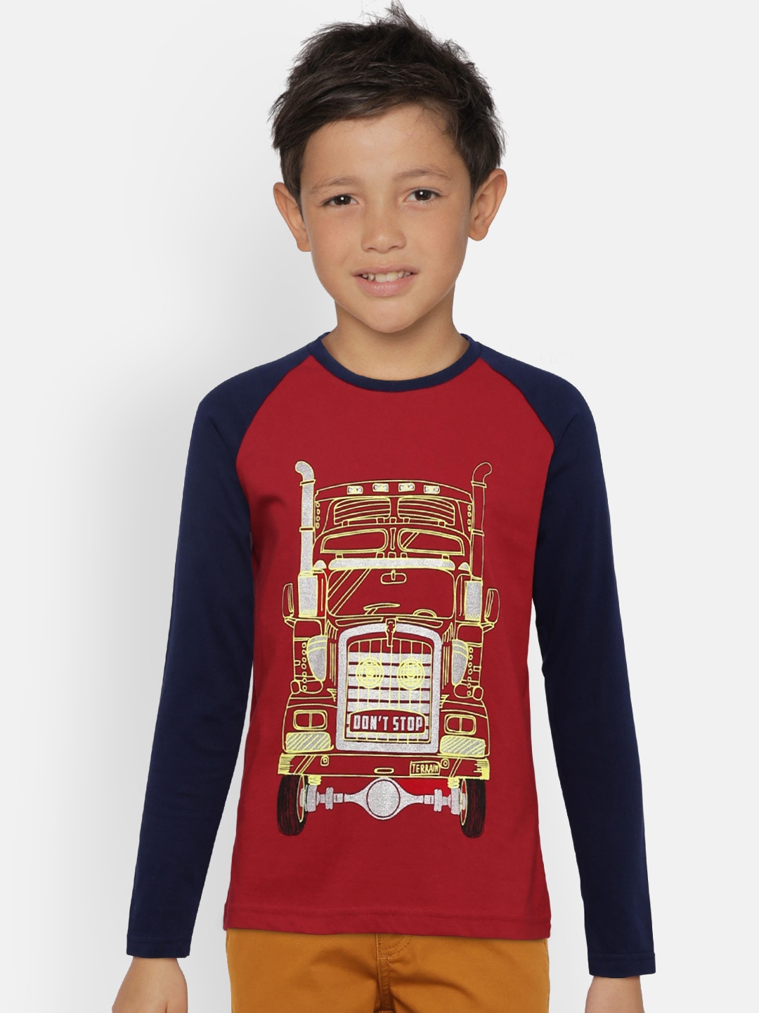 

Indian Terrain Boys Red Printed Round Neck T-shirt