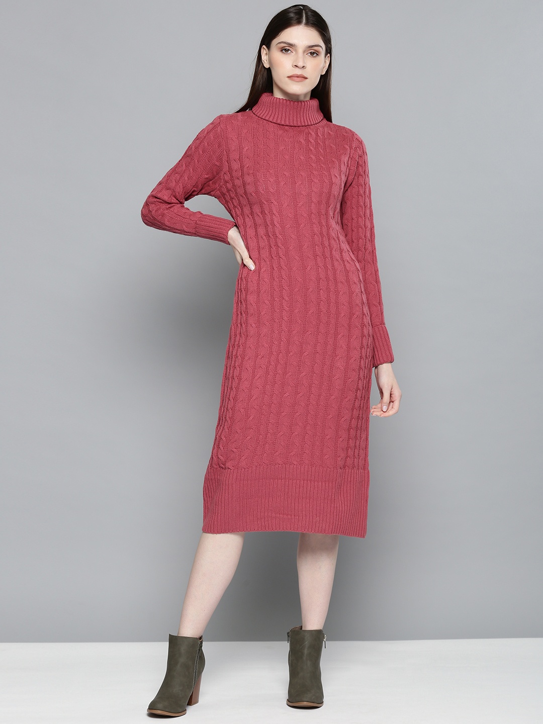 

Chemistry Edition Women Self Design Mauve Jumper Dress