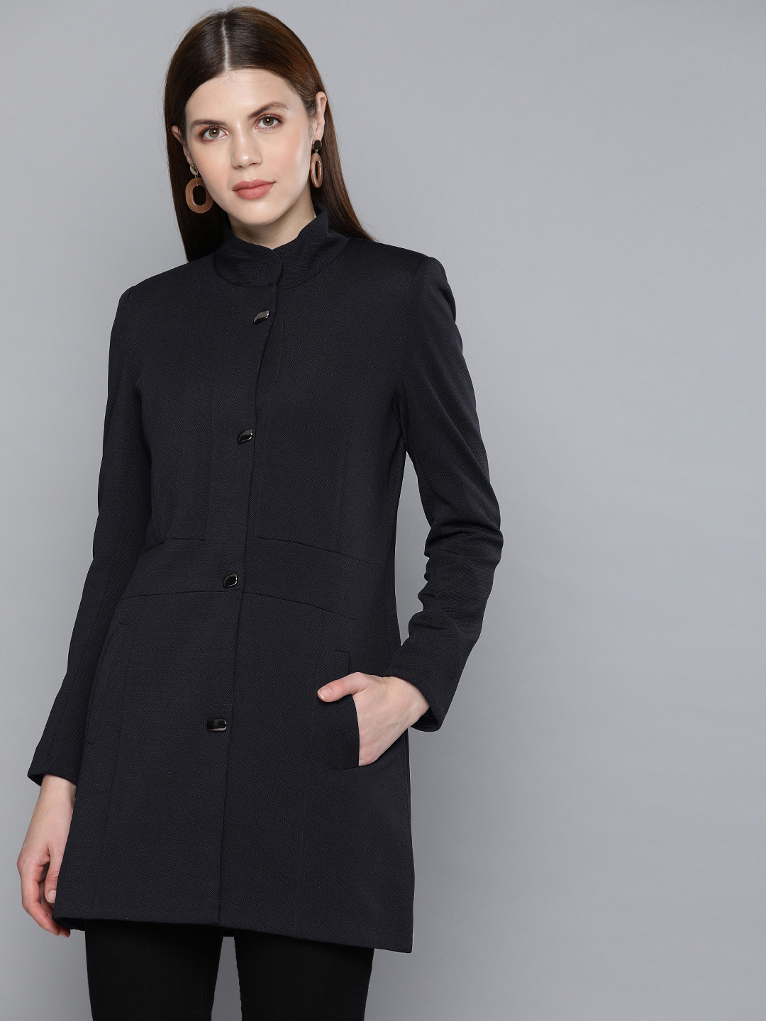 

Chemistry Edition Women Navy Blue Solid Parka Jacket