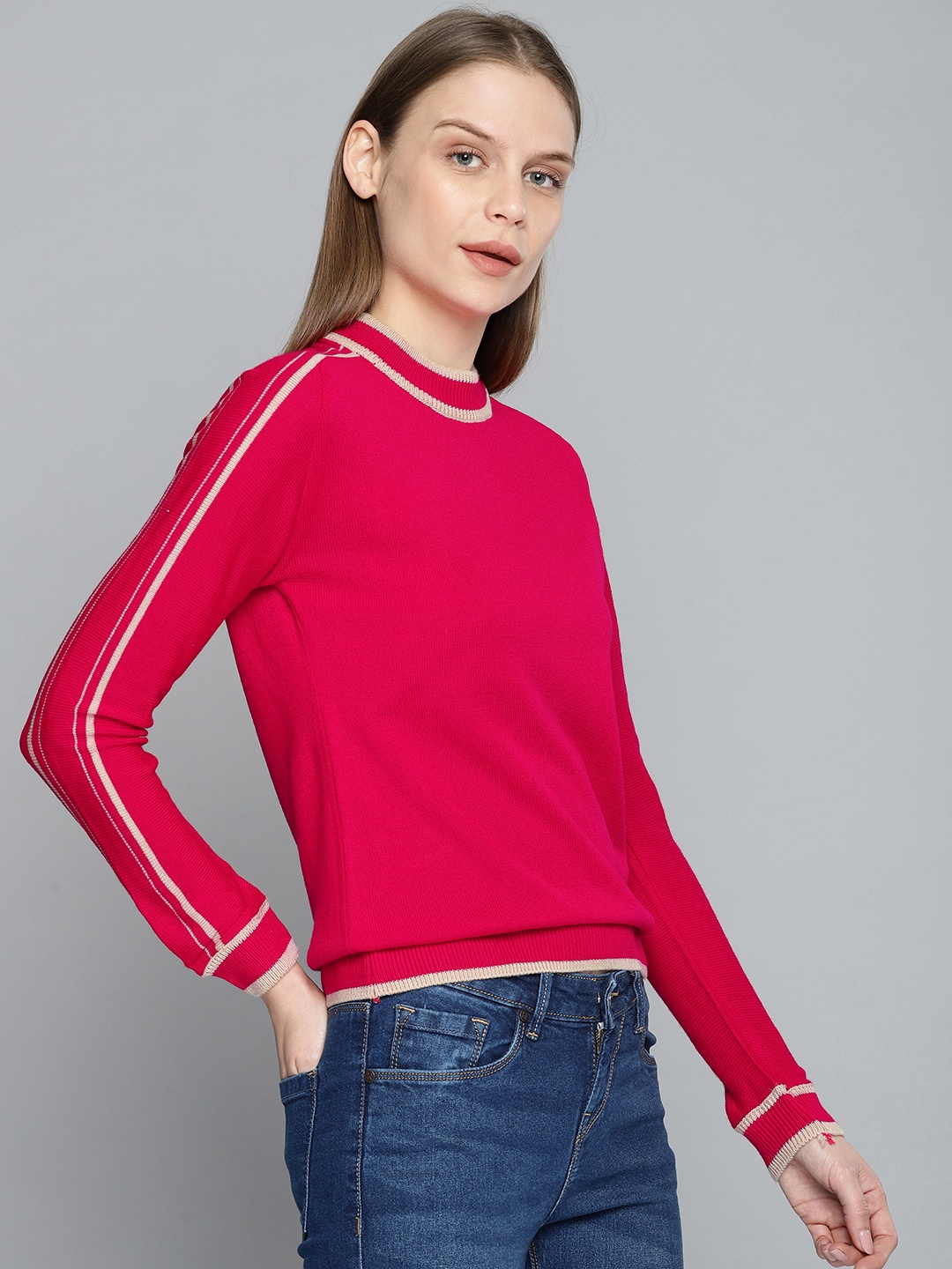 

Chemistry Edition Women Pink Solid Pullover Sweater