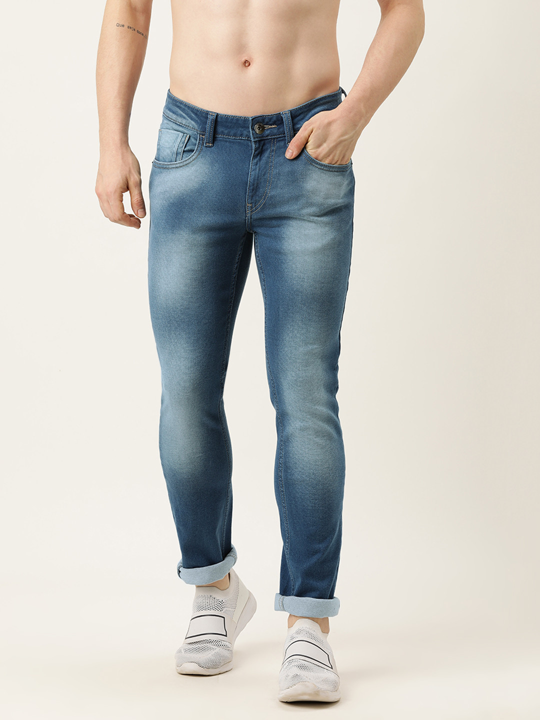 

Flying Machine Men Blue Jackson Skinny Fit Low-Rise Heavy Fade Stretchable Jeans