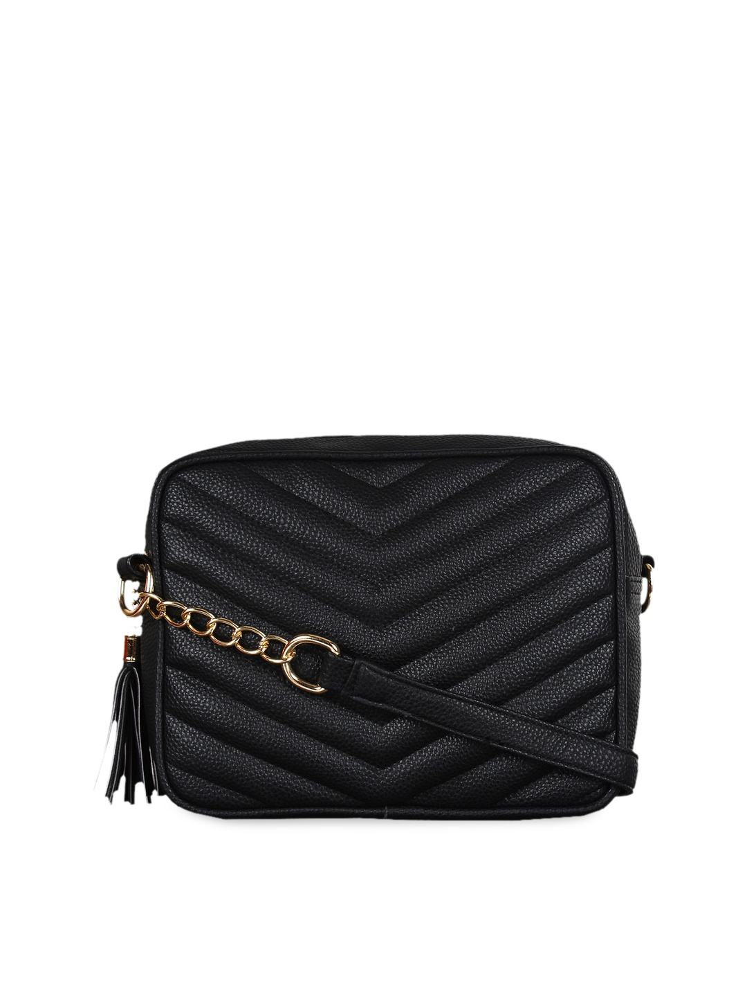 

Lychee bags Black Textured Sling Bag