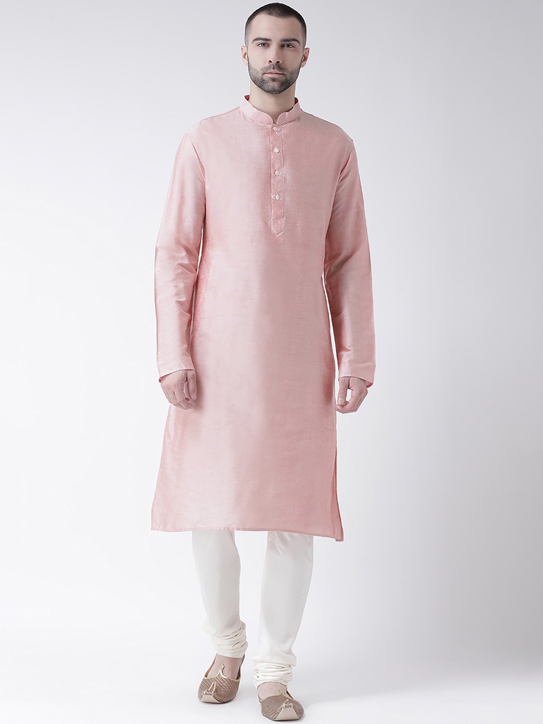 

KISAH Men Peach-Coloured & Off-White Solid Kurta with Churidar