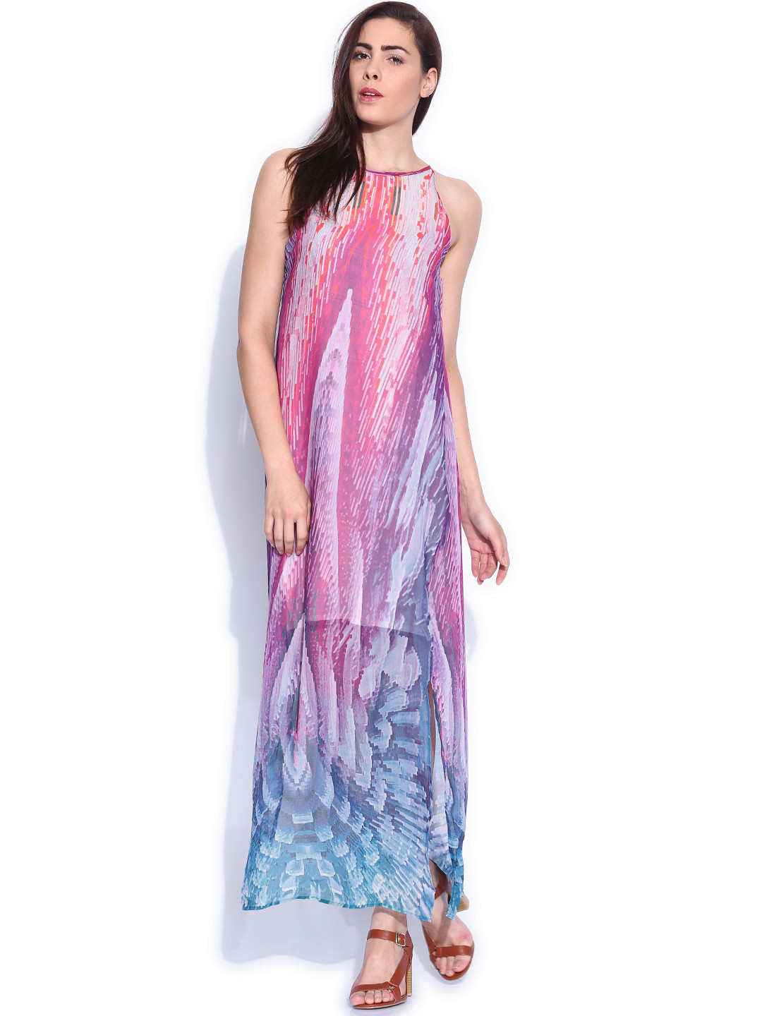 

Tokyo Talkies Pink Printed Sheer Maxi Dress