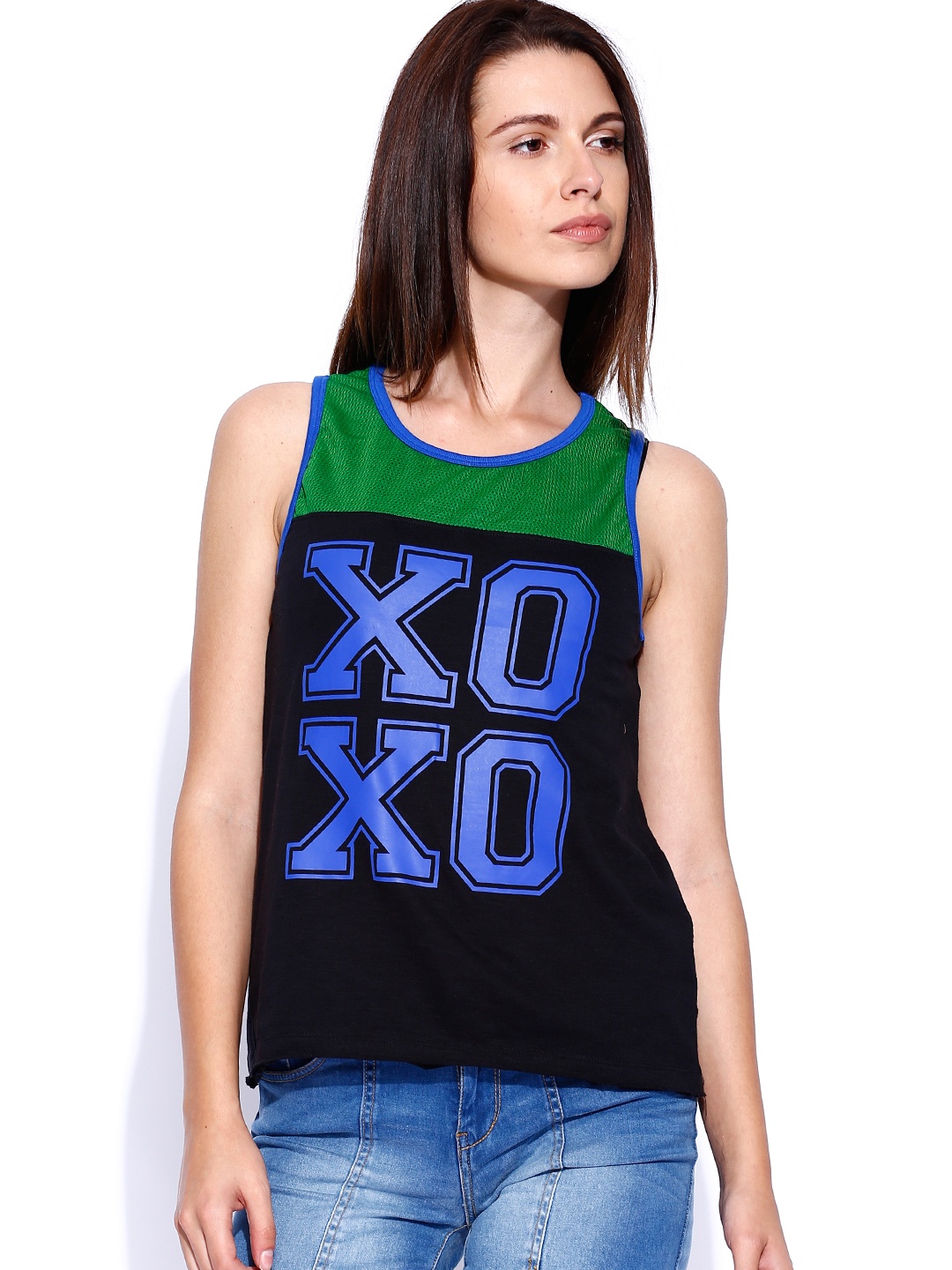 

Tokyo Talkies Black Printed Tank Top