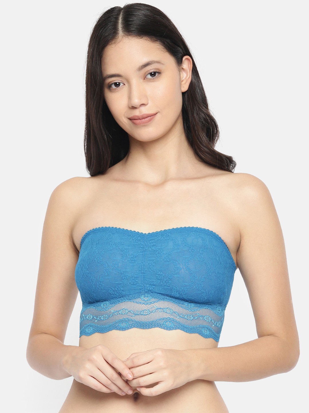 

Wacoal Pink Solid Non-Wired Non Padded Strapless Lace Everyday Bra, Blue