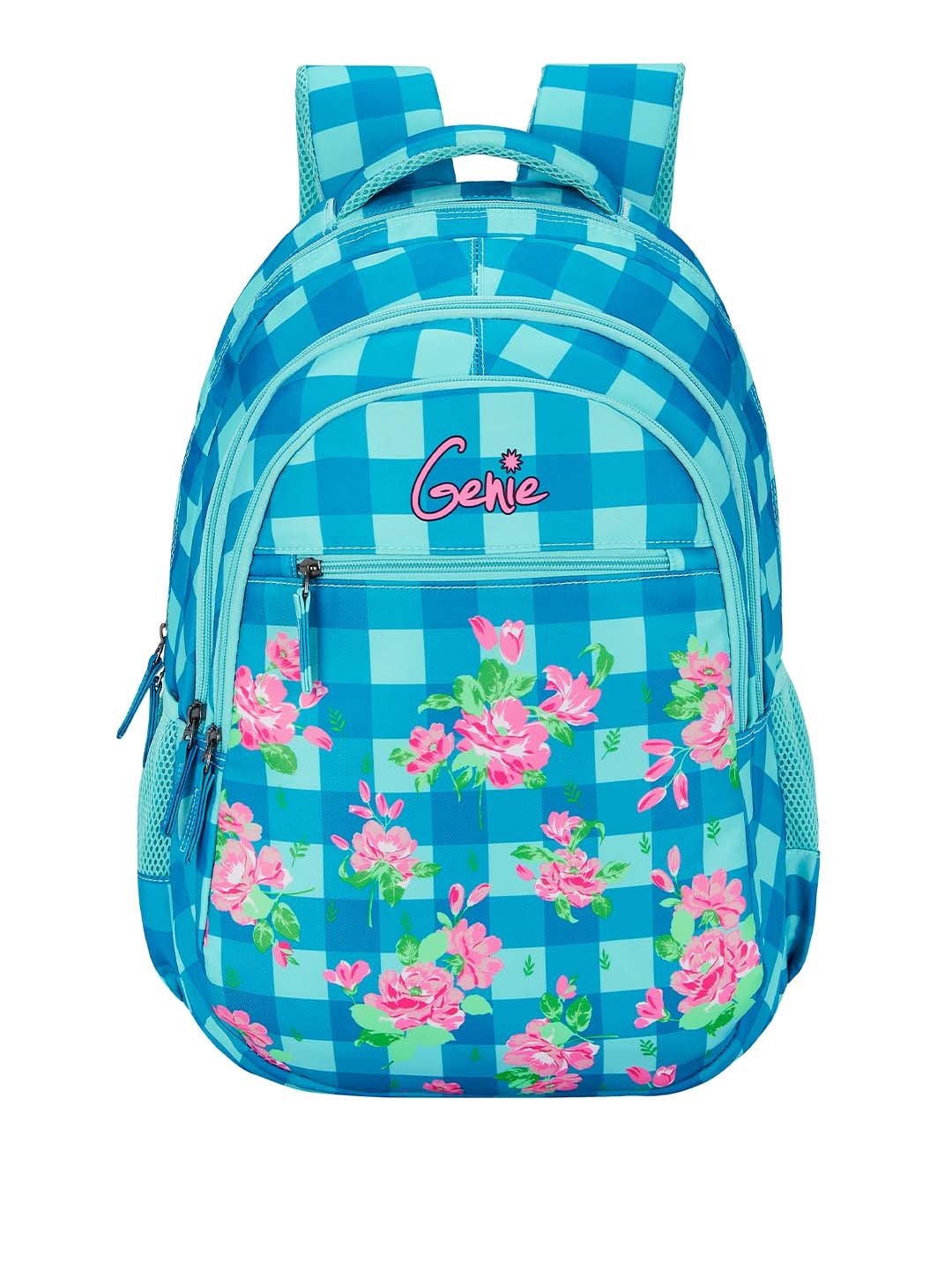 

Genie Unisex Checked Large Backpack - 36 L, Blue