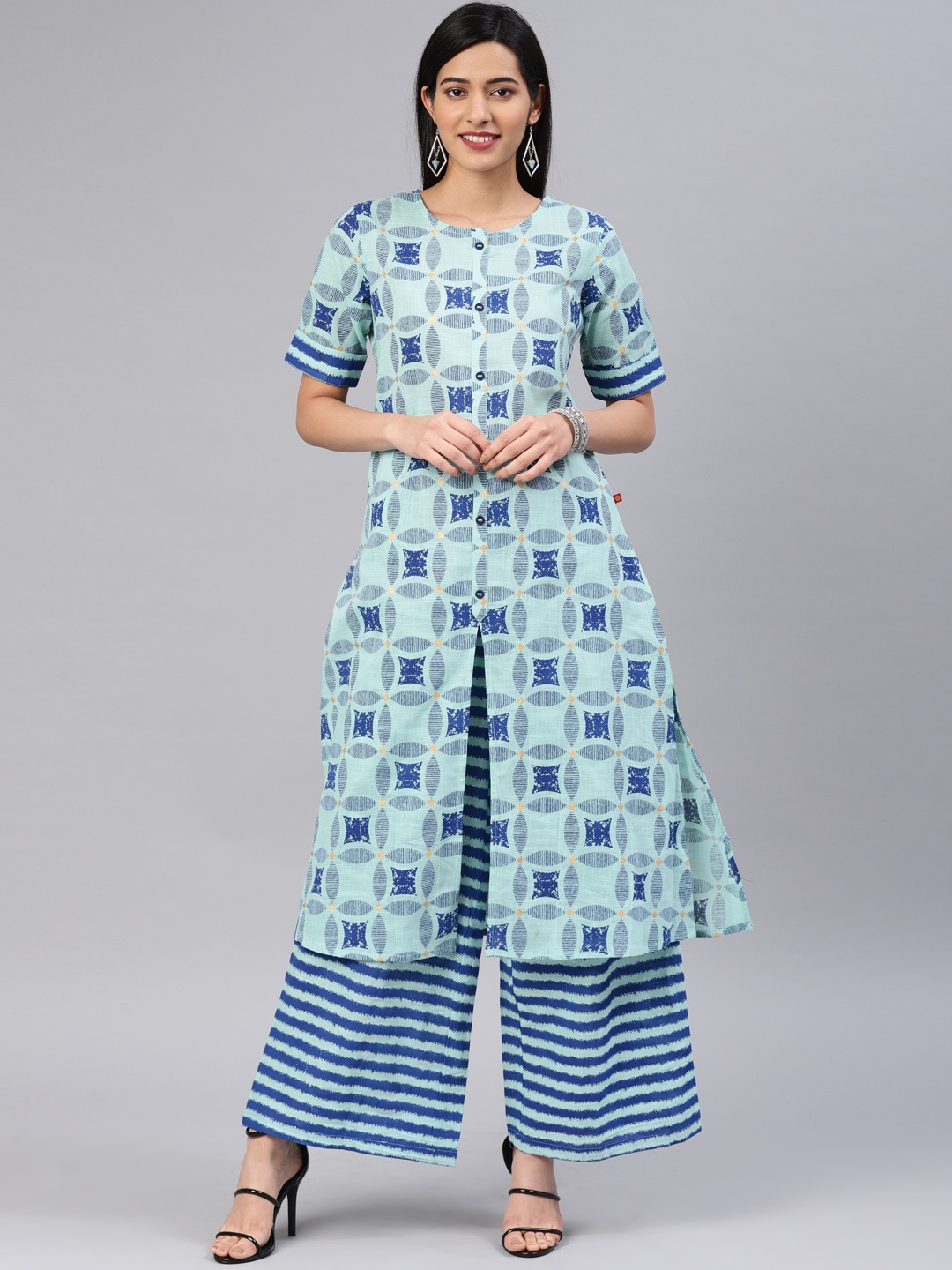 

Alena Women Blue Printed Kurta with Palazzos