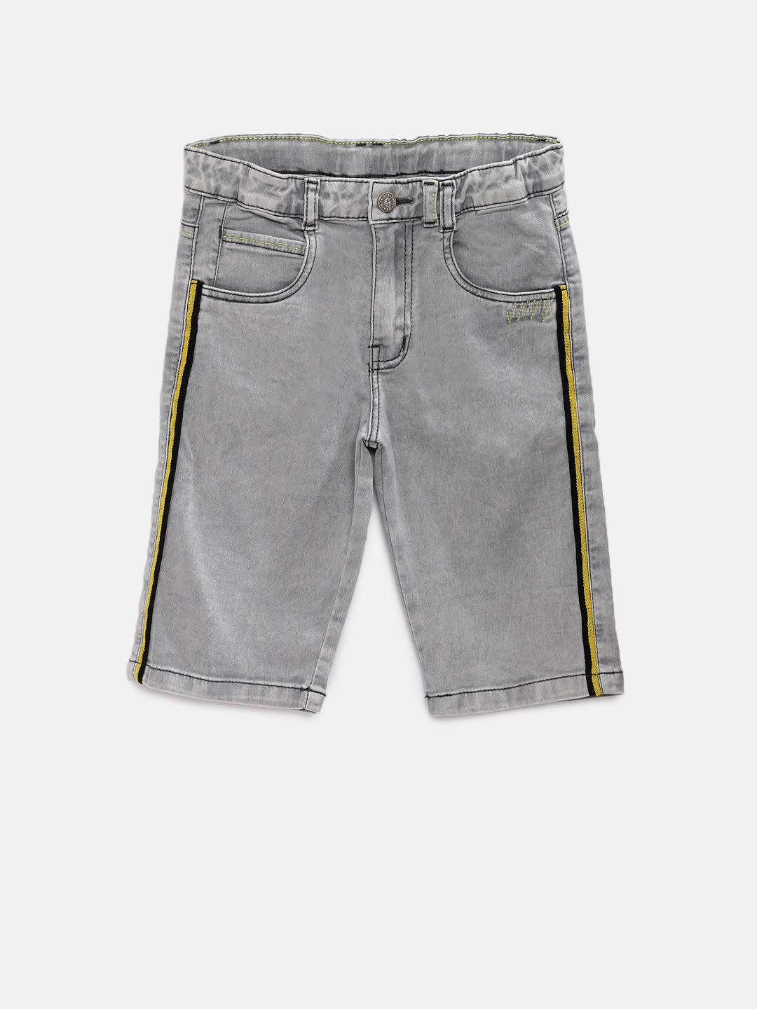 

TALES & STORIES Boys Grey Solid Regular Fit Denim Shorts