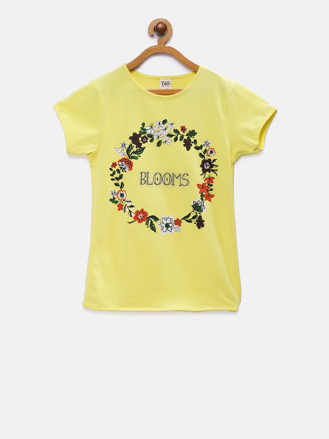 

TALES & STORIES Girls Yellow Printed Round Neck T-shirt