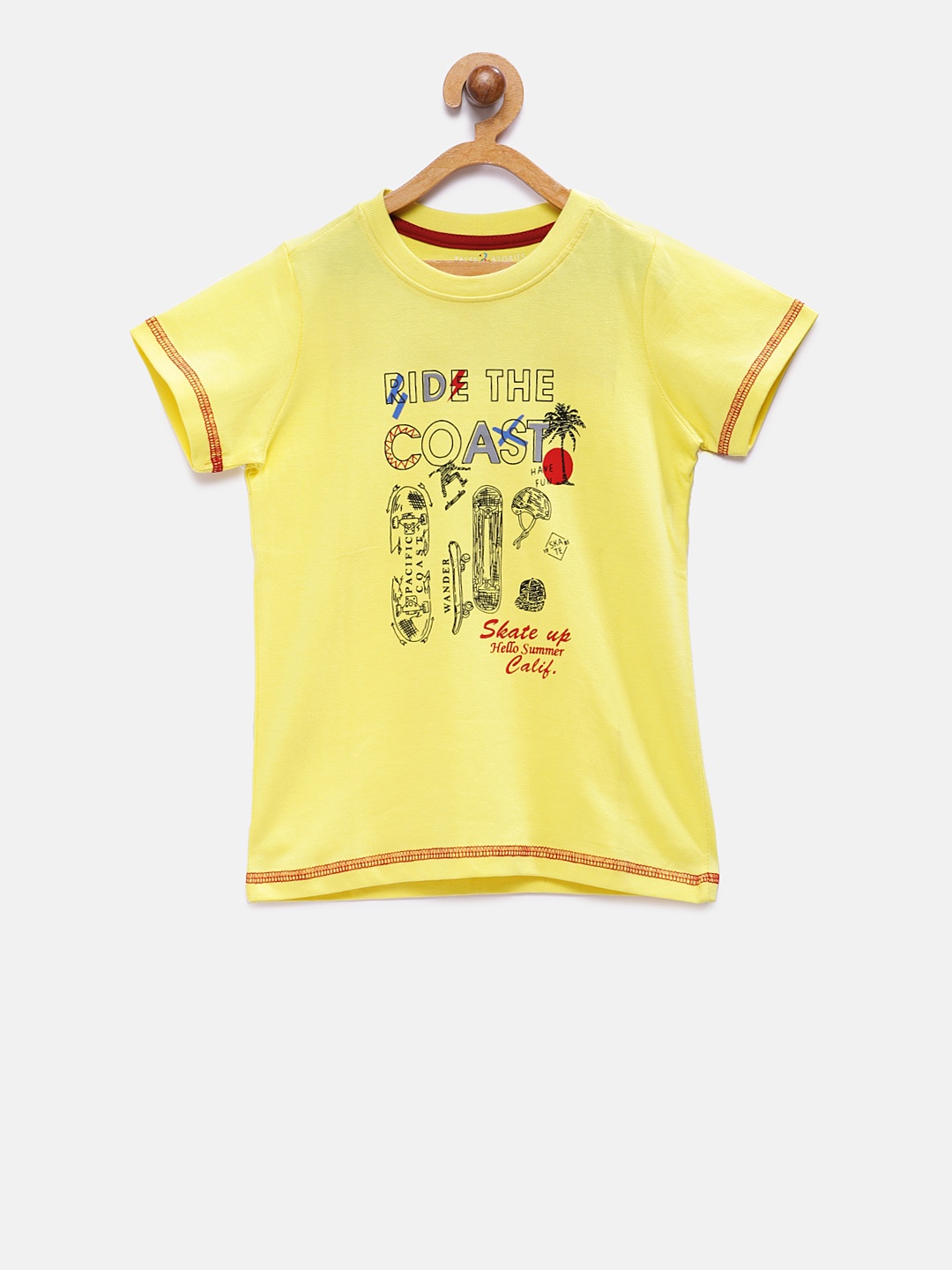 

TALES & STORIES Boys Yellow Printed Round Neck T-shirt