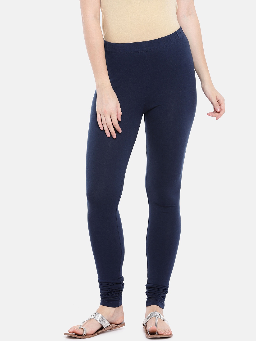 

Ethnicity Women Navy Blue Solid Ankle-Length Leggings