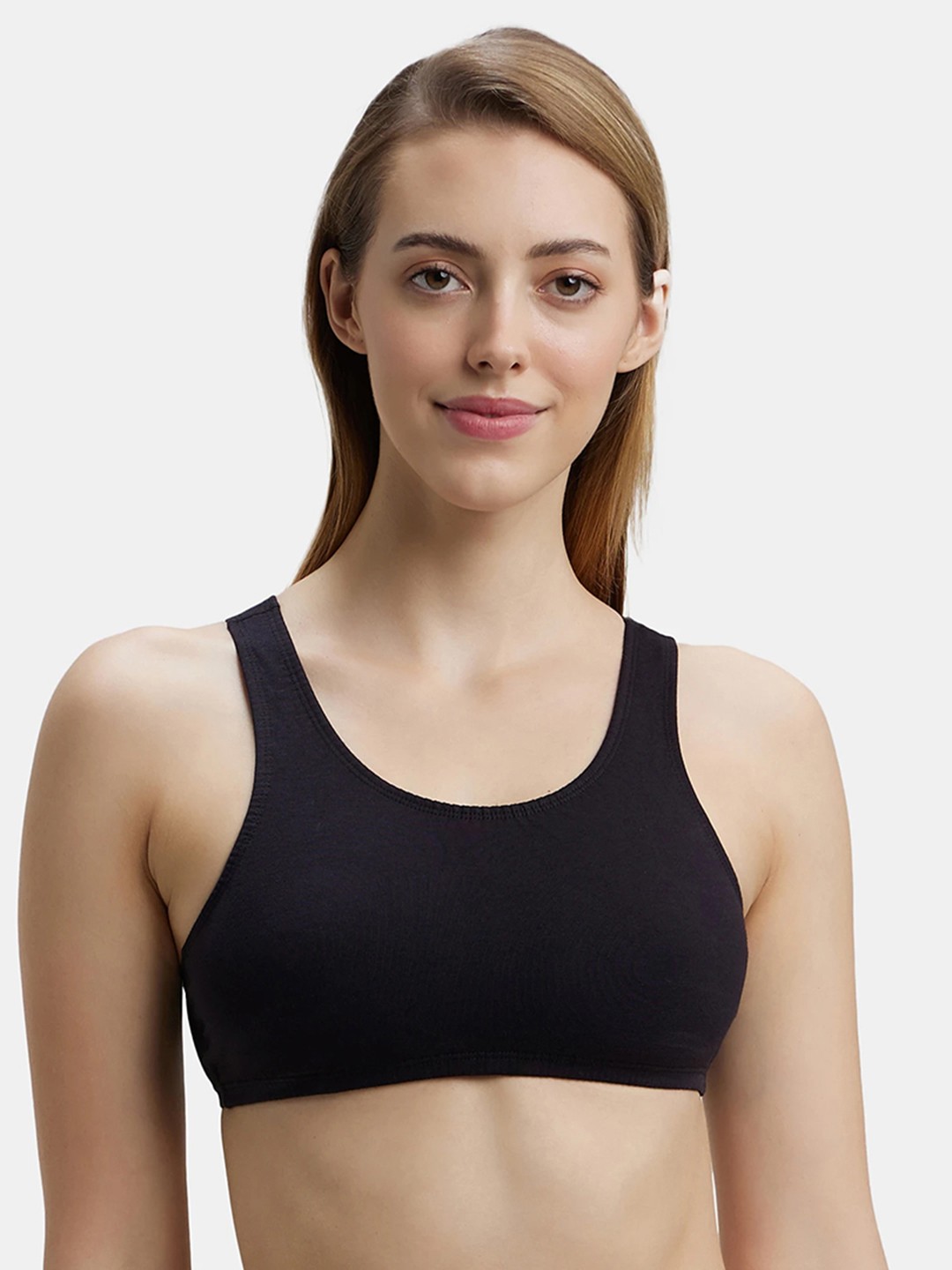 

Jockey Super Combed Cotton Stretch StayFresh Slip On Crop Top-1582, Black