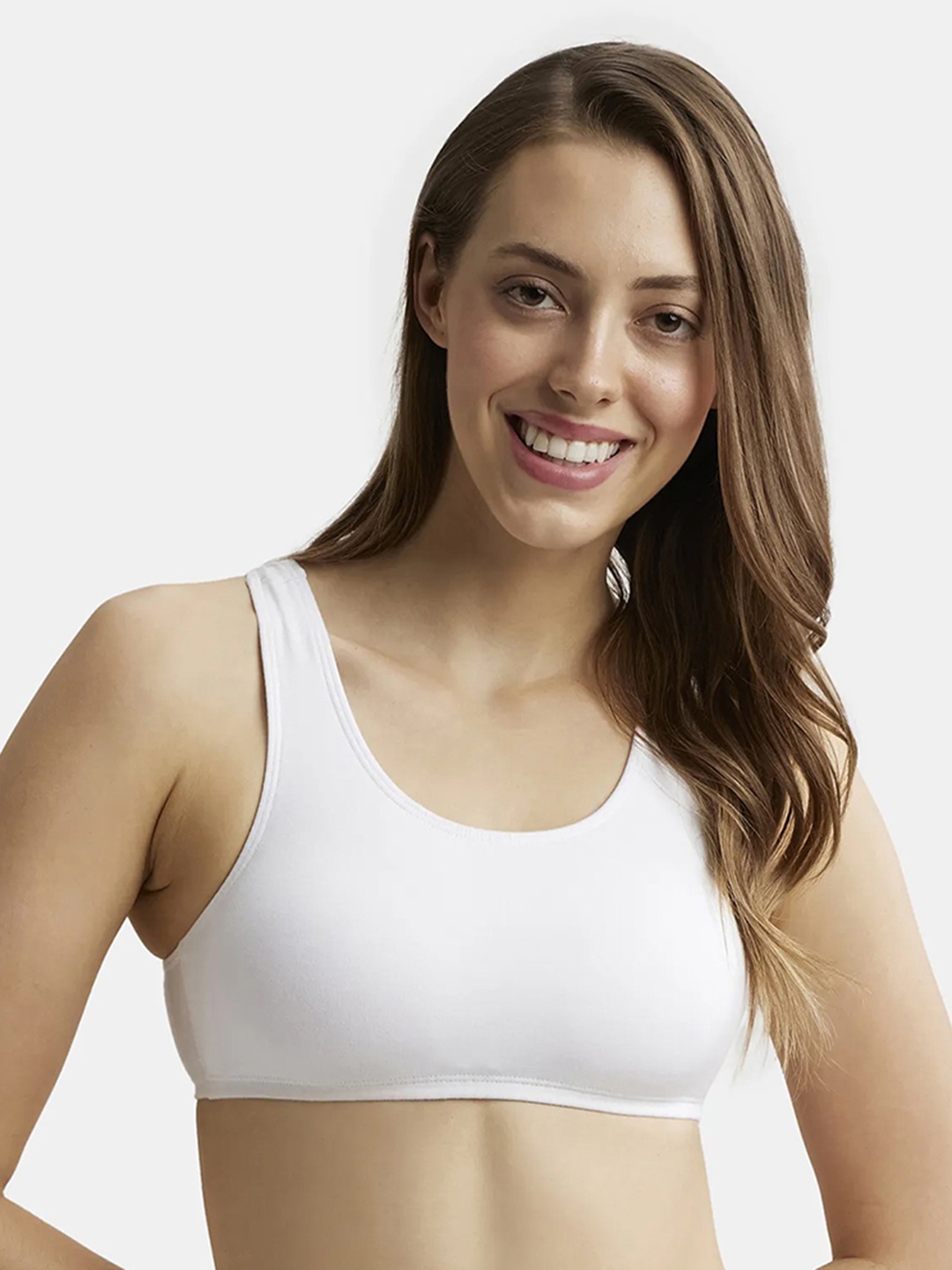 

Jockey Super Combed Cotton Stretch StayFresh Slip On Crop Top-1582, White