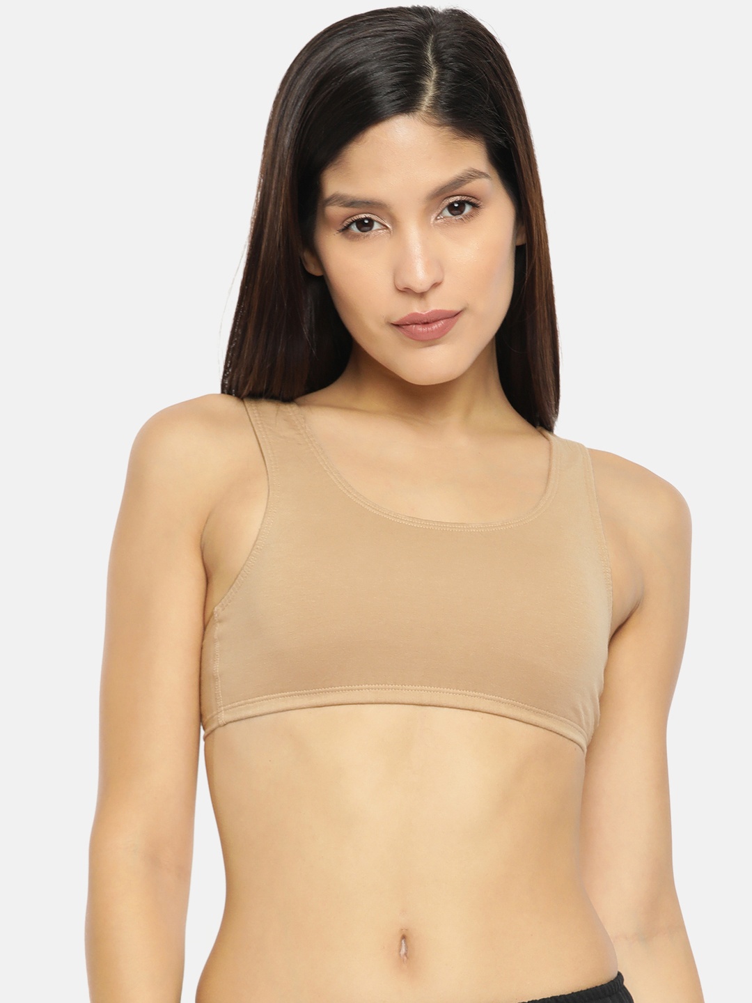 

Jockey Beige Solid Non-Wired Non Padded Sports Bra 1582-0105