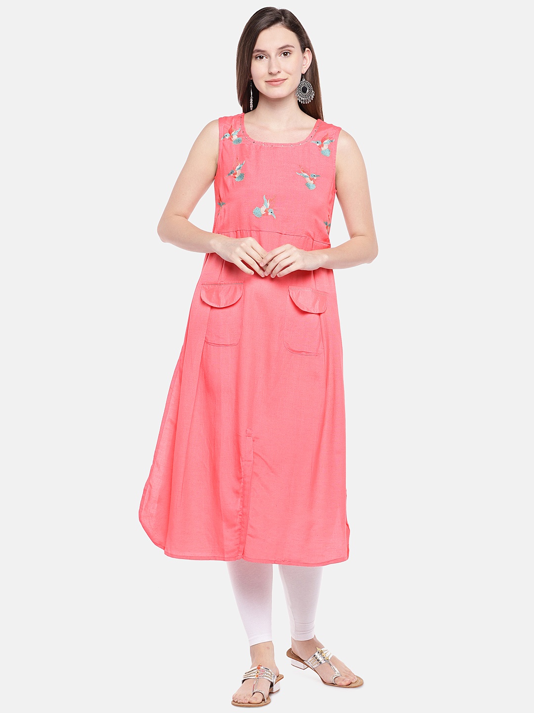 

Ethnicity Women Pink Printed A-Line Kurta