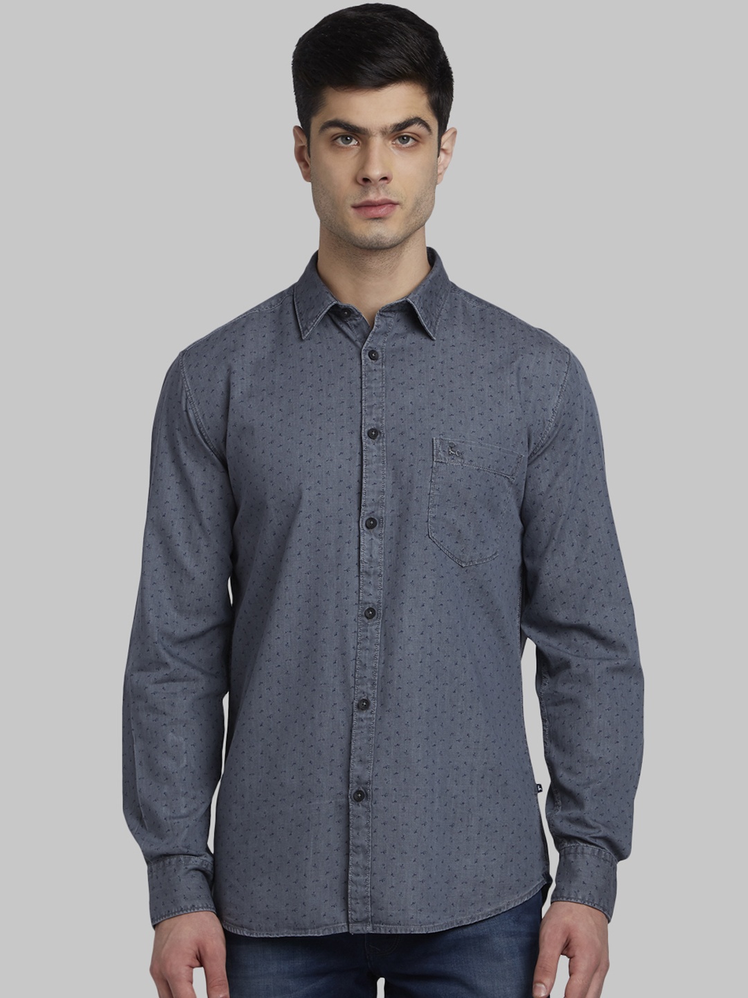 

Parx Men Grey Slim Fit Printed Casual Shirt