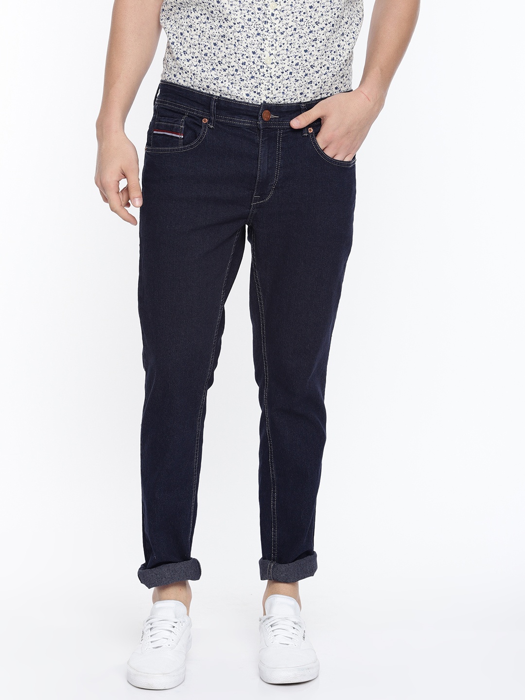 

People Men Blue Slim Fit Mid-Rise Clean Look Stretchable Jeans