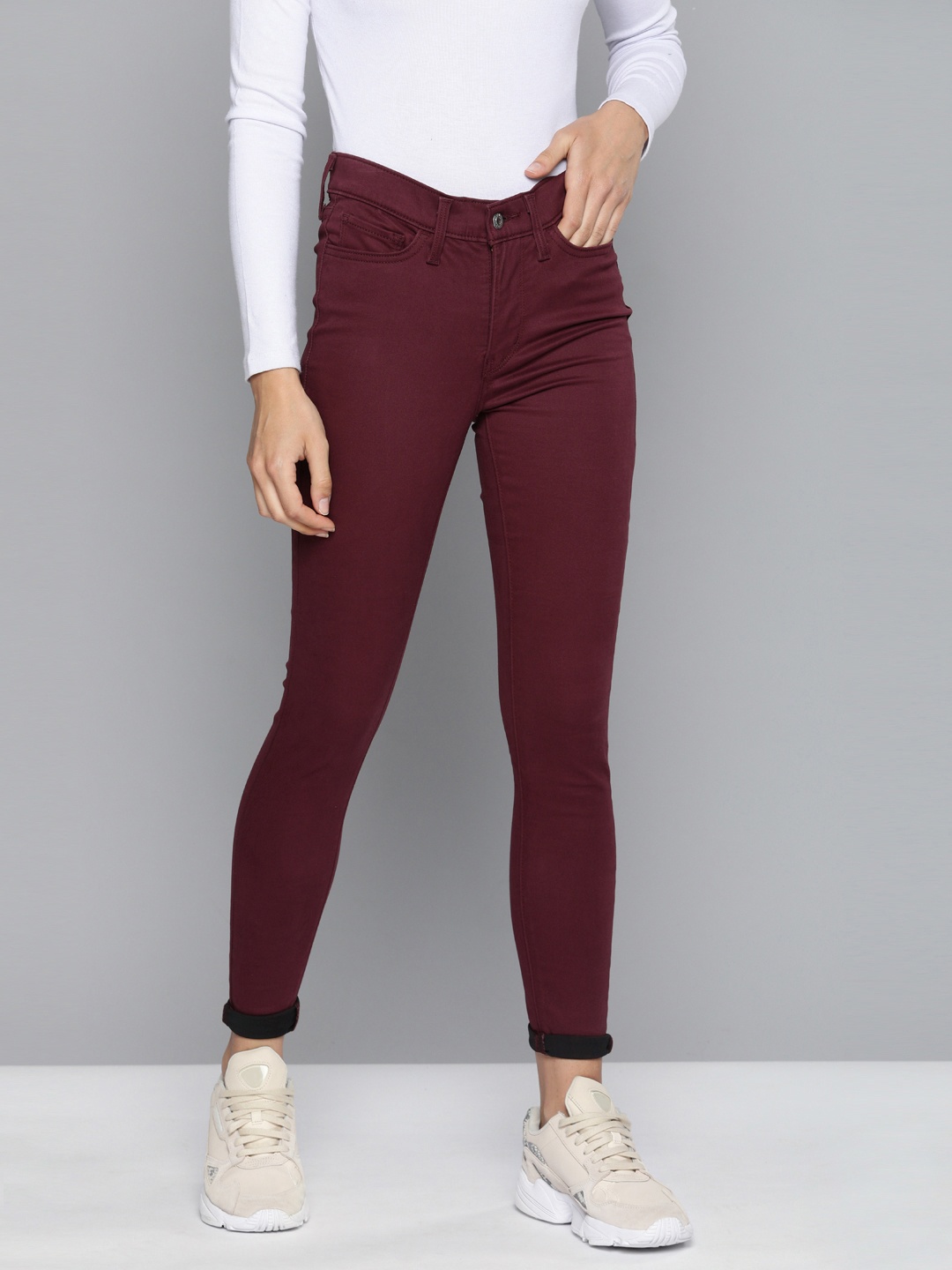 

Levis Women Maroon Super Skinny Fit Mid-Rise Clean Look Stretchable Jeans