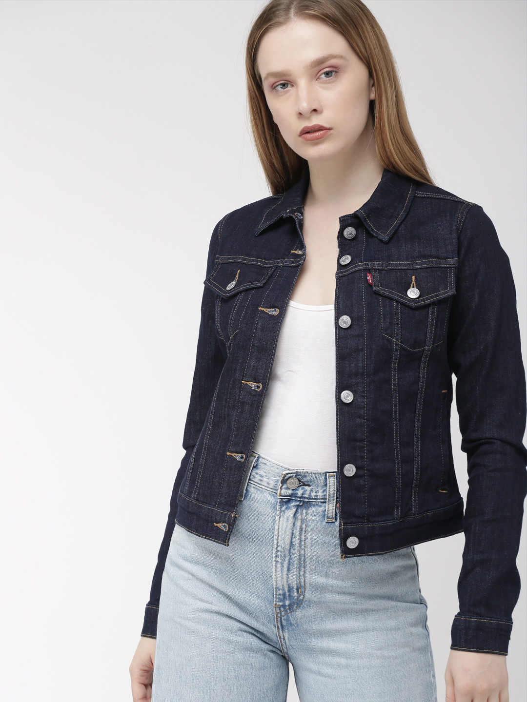 

Levis Women Blue Solid Denim Jacket