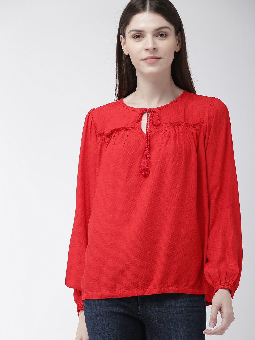 

Levis Women Red Solid Regular Top
