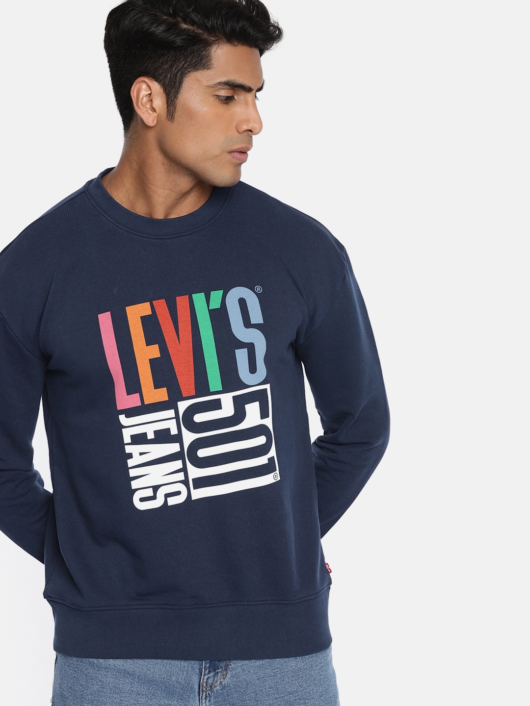 

Levis Men Navy Blue Printed Sweatshirt