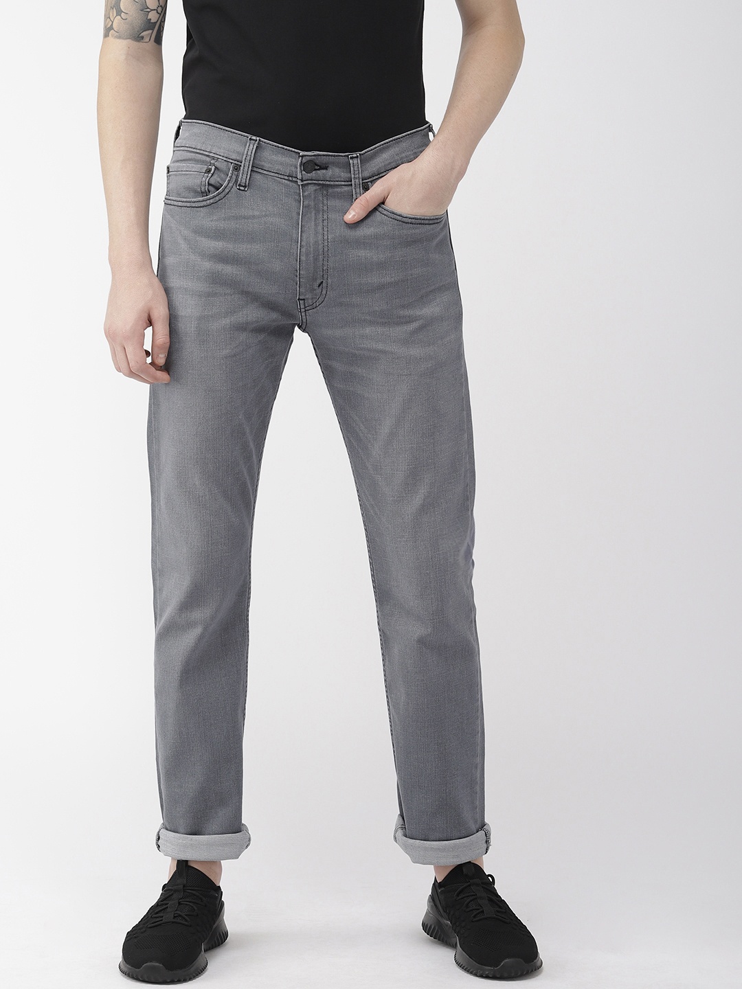 

Levis Men Grey 513 Straight Fit Mid-Rise Clean Look Stretchable Jeans