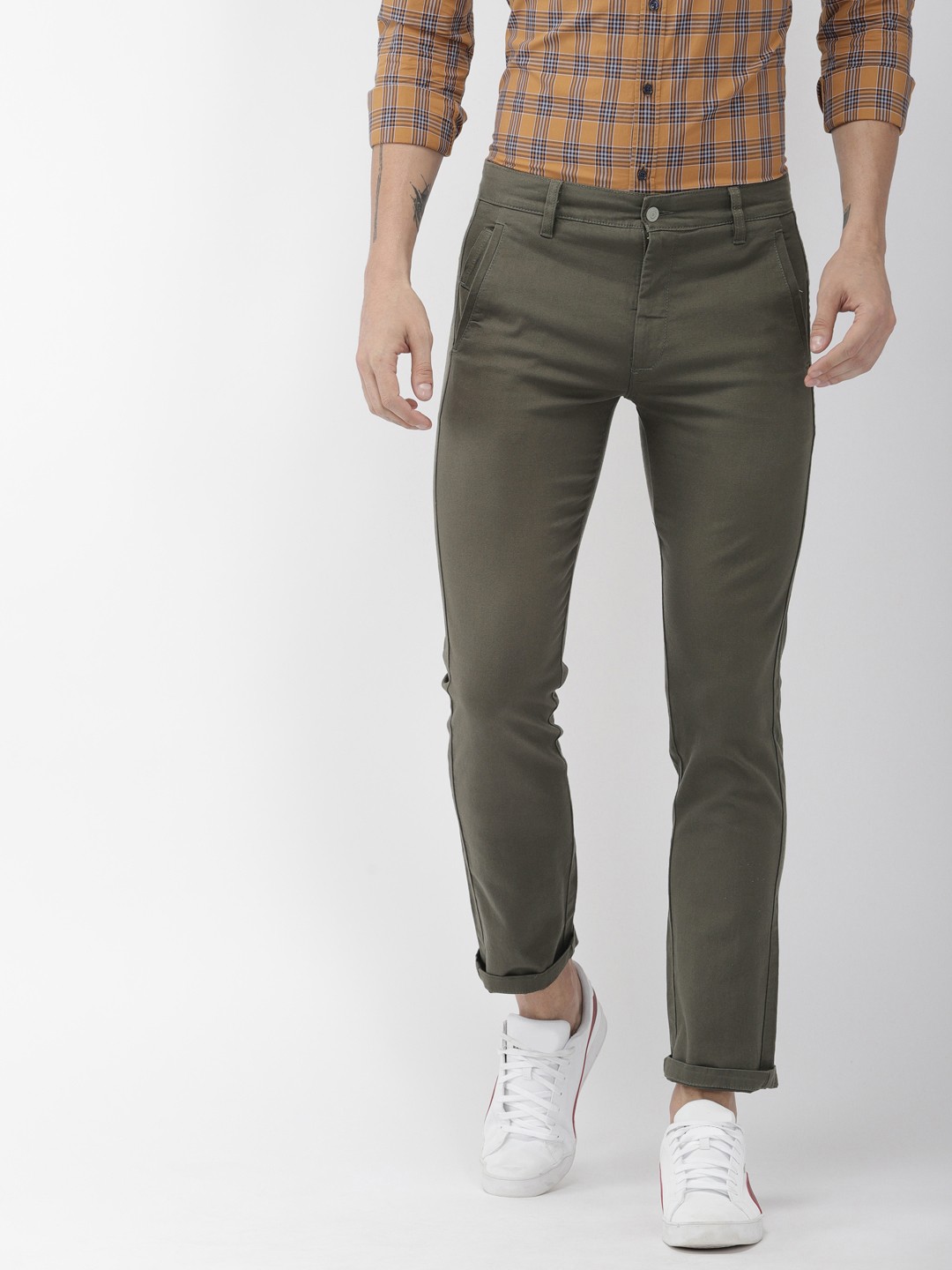 

Levis Men Olive Green 511 Slim Fit Solid Regular Trousers